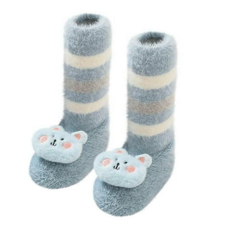 

BELLZELY Compression Socks for Women Clearance Toddler Boys Girls Solid Color Cartoon Dog Socks Keep Warm Plush Kids Soft Non-slip Indoor Toddler Shoes Socks