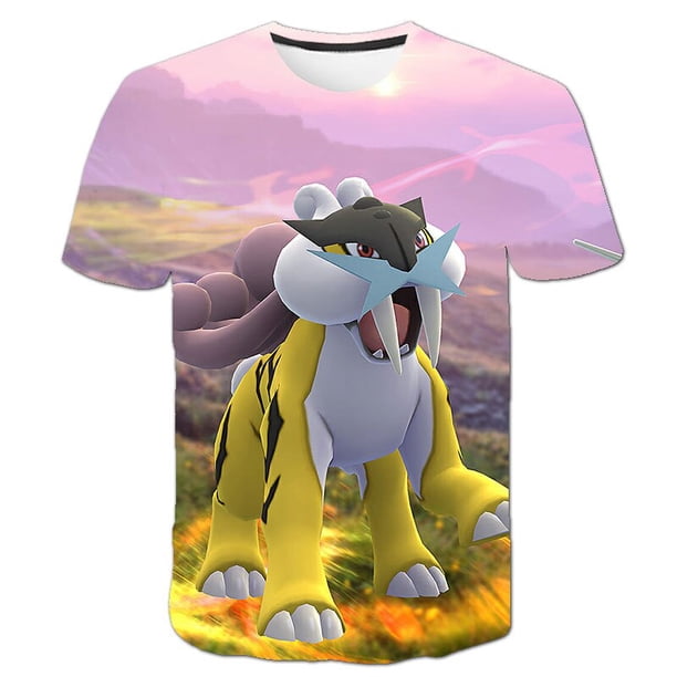 Camiseta con estampado 3D de Pokémon para niño y niña, ropa informal de Pikachu de dibujos animados, a la moda, de 3 a 14 años, novedad de verano qym unisex