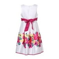 thumbnail image 2 of Little Girls White Fuchsia Flower Patterned Bead Party Dress 4, 2 of 2