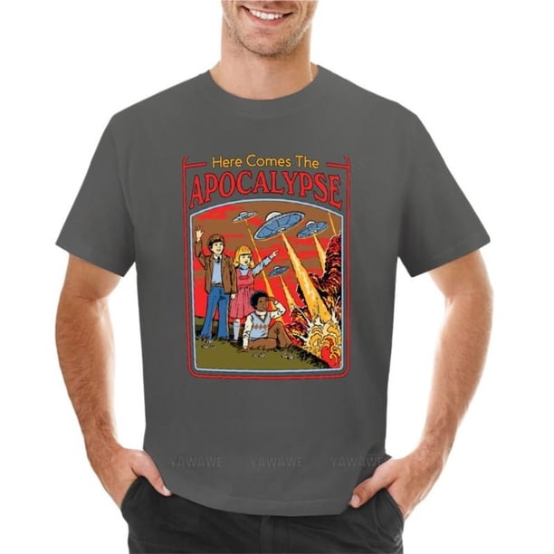 Camiseta de marca para hombre, camiseta "Here Comes The Apocalypse", camisetas negras con estampado animal para niños, camiseta de moda para hombre