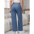thumbnail image 4 of DARING DIVA Women's Maternity  Wide Leg Loose Middle Waist Denim Pants 2XL Blue, 4 of 8