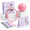 Pink, variant on Purple Pilates Fitness Circle Home Workout Set with Anti-Burst Ball, Resistance Bands, and Guided Calendar