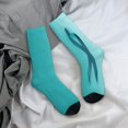 thumbnail image 5 of Yiaed a Teal Ribbonin Print Great elasticity Crew Socks Sports socks for Men and Women, 5 of 6