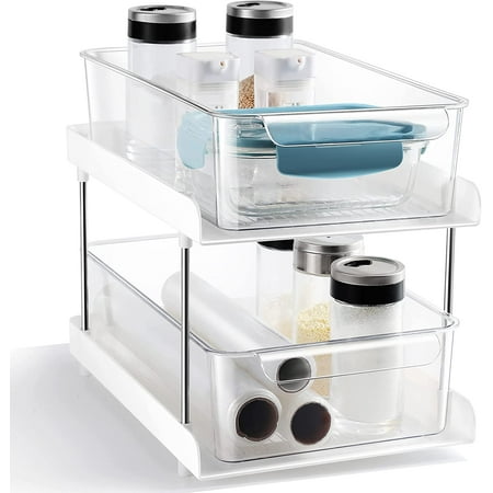 2 Tier Organizer With Clear Drawer Bins Great For Under Kitchen Sink Organizing And Bathroom Cabinet Storage Canada 2 Tier Organizer With Clear Drawer Bins, Clear Under Cabinet Storage Drawers
