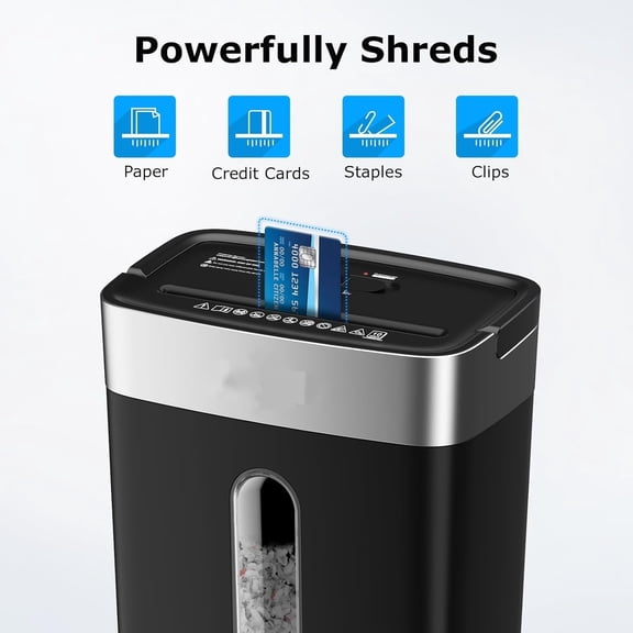 10-Sheet Cross Cut Paper Shredder for Home Office, P-4, Portable Handle, 4 Gallons Bin, Paper and Credit Card Shredder, Black