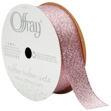 Offray Ribbon, Light Pink 7/8 inch Galena Metallic Ribbon for Wedding, Crafts, and Gifting, 9 feet, 1 Each