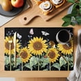thumbnail image 2 of Sunflower Butterfly Placemats Set of 6, Green Leaf Spring Flower Plant Black Non-Slip Place Mats Washable Table Mats for Kitchen Dining Table Decorations Indoor/Outdoor, 2 of 9
