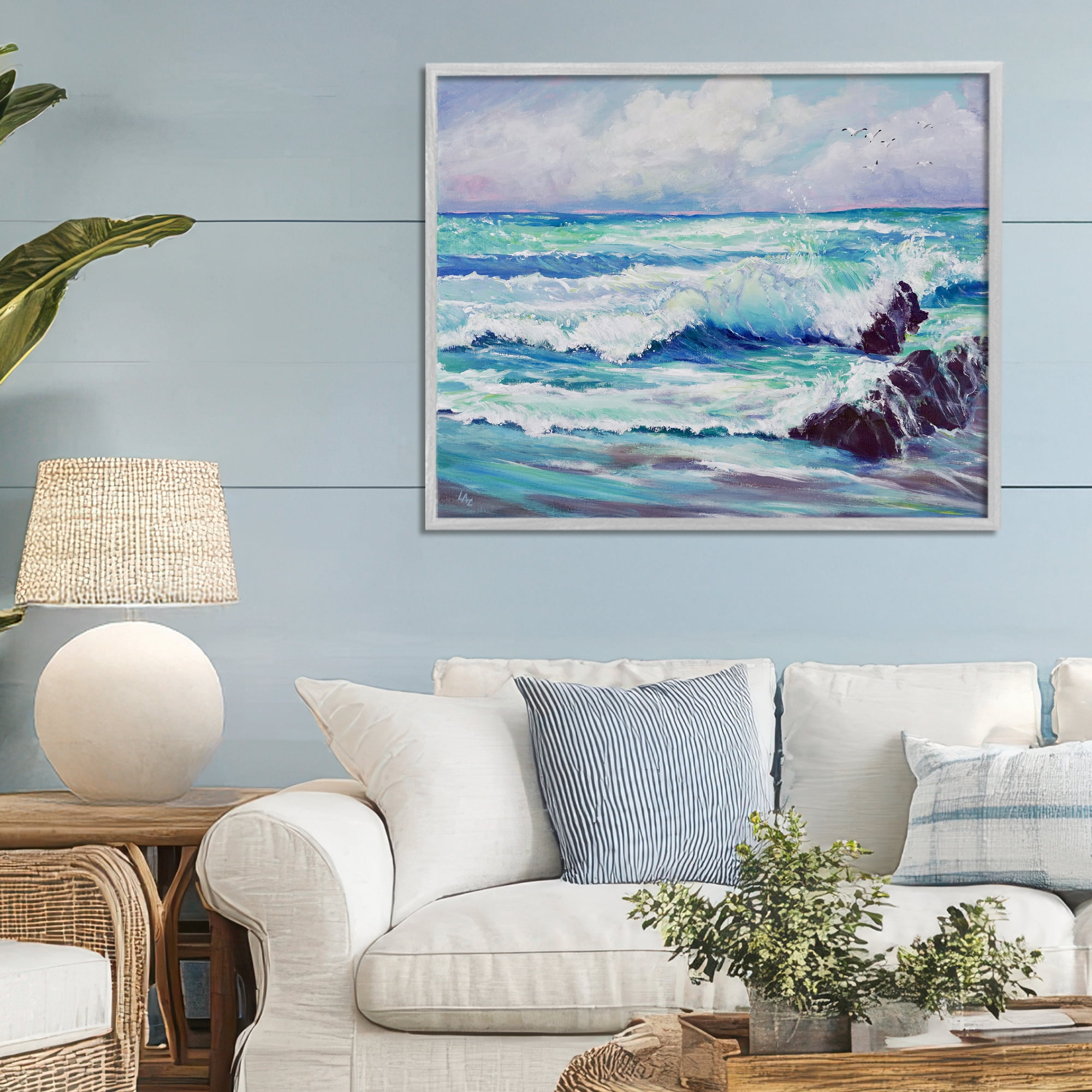 Stupell Industries Down By The Sea Gray Framed Giclee Art, design by Lee Ann Zirbes