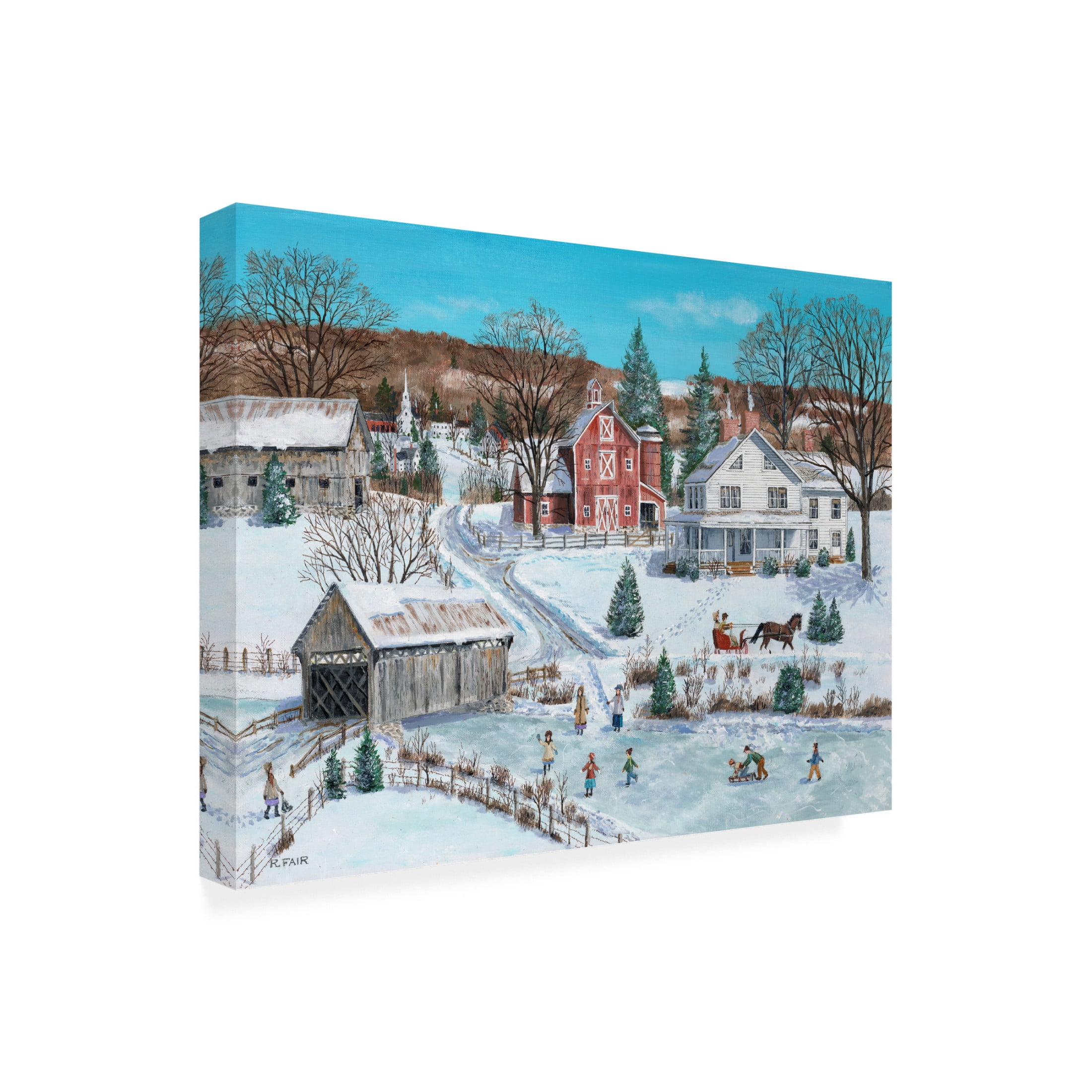 Canvas Wall Art - Bob Fair 'Frozen River' Wall Art for Living Room, Bedroom, or Office Décor by Trademark Fine Art - 32 x 24 Inches