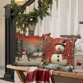 thumbnail image 5 of Snowman Christmas Red Throw Pillow Covers 18x18 Set of 2,Winter Xmas Linen Pillow Cases for Bedroom Sofa Couch, 5 of 6