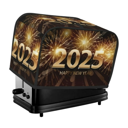 

KLL Happy New Year 2025 B Print 2 Slice Toaster Dust Covers Kitchen Small Appliance Cover with 2 Pockets Can hold Jam Spreader Knife & Toaster Tongs (11.4 x 7.9 x 7.5)