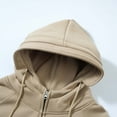 thumbnail image 4 of Fmbrln Mens Trendy Workout Hoodies Casual Full Zip Up Long Sleeve Hooded Sweatshirts Loose Comfy Athletic Coat with Pockets Khaki M, 4 of 5