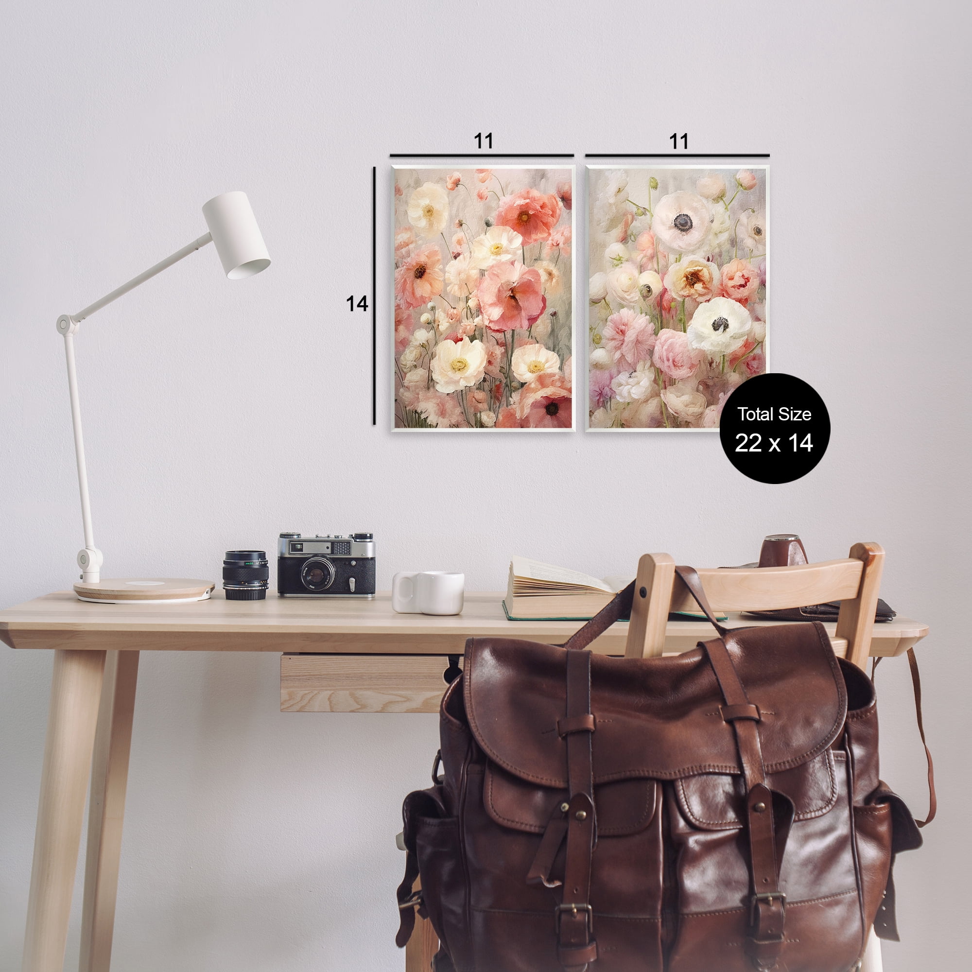 Stupell Industries Blush Floral Flowers Plants & Flowers Painting Unframed Art Print Wall Art, 11 x 14, Set of 2