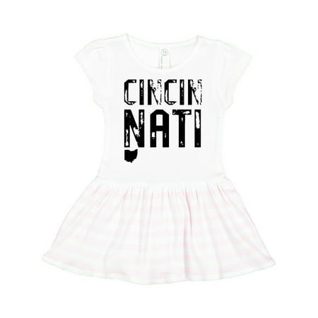 

Inktastic Cincinnati Ohio Distressed Font Gift Toddler Girl Dress