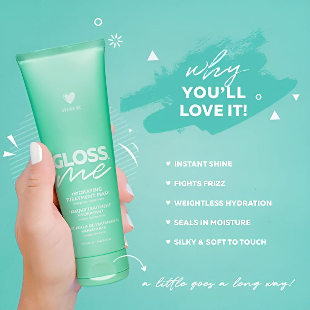 8.5 oz , Design.Me Gloss Me Hydrating Treatment Mask Hair - Pack of 1 w/ SLEEKSHOP Teasing Comb