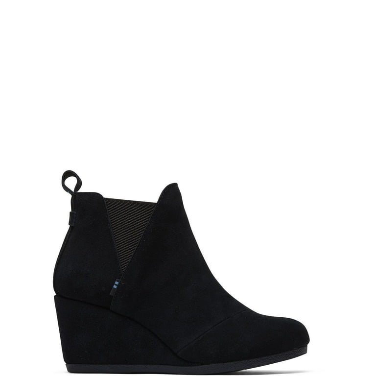 Toms black suede wedge booties hotsell