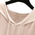 thumbnail image 4 of Holzkary Women's Short Sleeve Plain Hoodie Fashionable Sweatshirt with Hood Loose Comfortable Blouse Classic Tops Sports Summer Shirts Solid Color Sweatshirt Thin Loose Fitting Base Shirt Beige L, 4 of 8