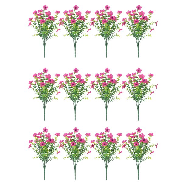 12 unids/set de flores falsas para exteriores, plantas de imitación para patio exterior, boda, interior, hogar, cocina, decoración de granja, plantas artificiales