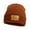 Coffee, variant on Krdevn Kids Ribbed Knit Beanie Cute Dinosaur Embossed Leather Patch Soft Stretchy Warm Wool Winter Hat for Toddler Baby Boys Girls Autumn Daily Outdoor