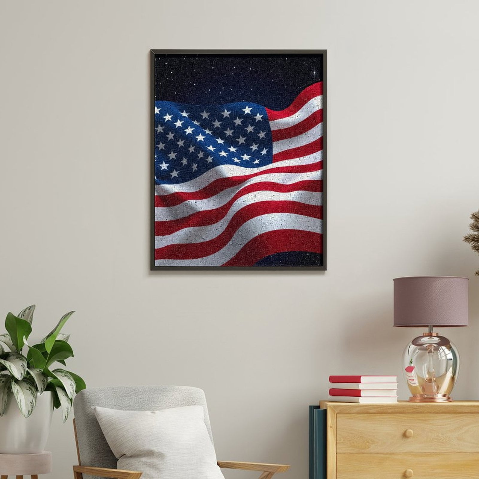 Paint by Numbers Kit for Adults, Stars Stripes Night Sky Flag Paint by Numbers, Easy Paint by Numbers Kit for Adults Beginner, DIY Adult Paint by Number Kits on Canvas, Home Decor