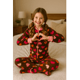 thumbnail image 3 of Big Feet PJs Kids Footed One‑Piece Sleeper Pajamas, Chocolate Brown Heart Print, Soft Fleece, 3 of 8