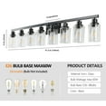 thumbnail image 3 of LuxDecor 8-Light Bathroom Vanity Light with Crystal Shades, Blak Finish LED Wall Light (Bulbs Excluded), 3 of 6