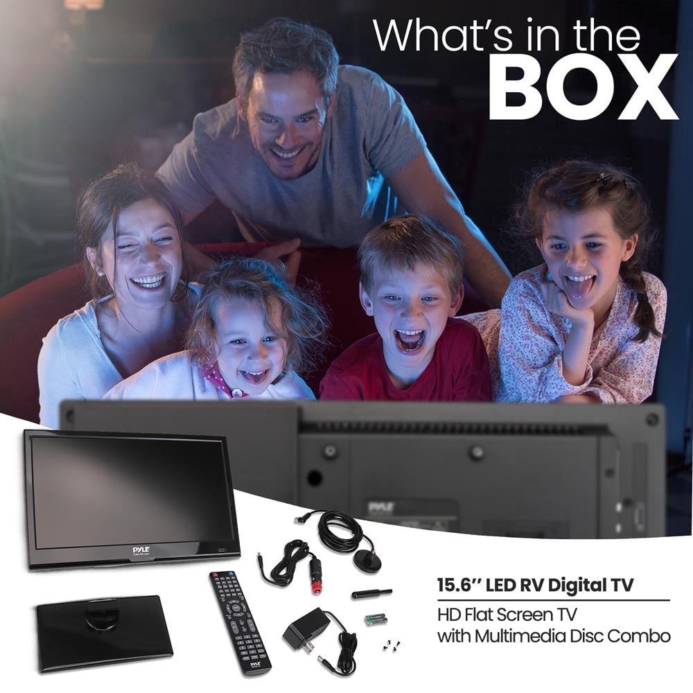 Pyle 15.6 Inch 1080p Slim Flat Screen Monitor FHD Small TV W/ HDMI, RCA, Multimedia Disk/DVD Combo