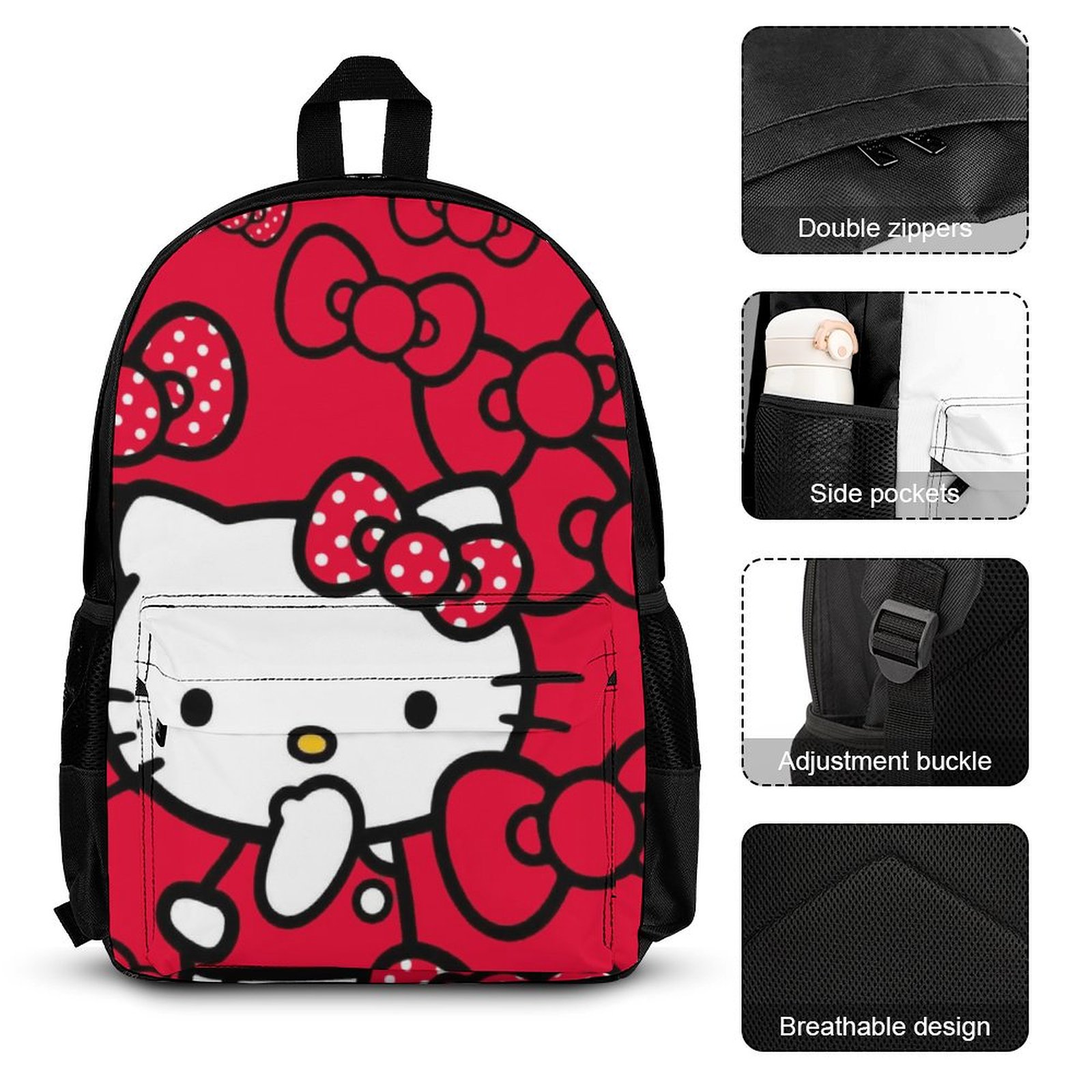 Hello Kitty 3 Piece Backpack Set With Lunch Box And 