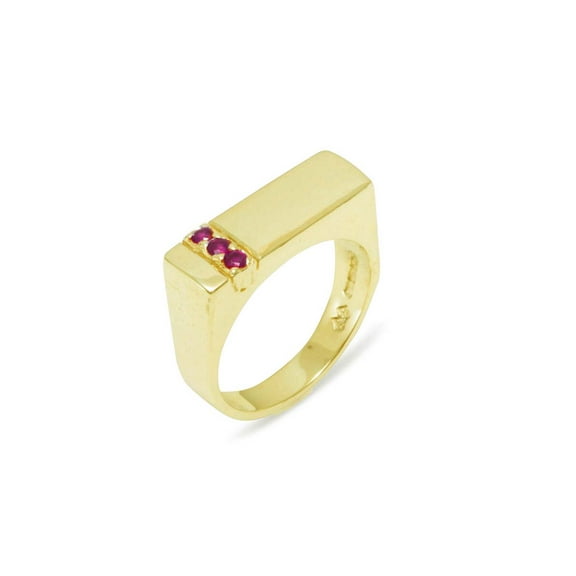 LBG British Made 14k Yellow Gold Natural Ruby Mens Band Ring - 25 size options - Size 10