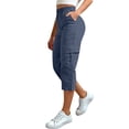 thumbnail image 2 of Capris pour Femmes, Yigetop Pantalons Cargo Décontractés pour Femmes, Pantalons de Randonnée, Voyage d'Été, Extérieur, Décontracté, Ample, Confortable, Pantalons Courts Cargo pour Femmes, Marine m, 2 of 5