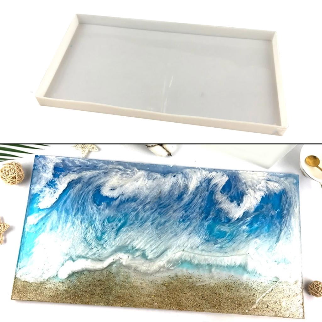 Giaone Resin Tray Mold Rectangle Table Top Silicone Mold Coasters Tray Silicone Mold