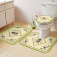 thumbnail image 3 of Sunflower Bee Bathroom Rugs Set Vintage Daisy Flower Green Border Non Slip Absorbent Soft Bath Mats 3 Piece Set with Bathroom Rug, U-Shaped Floor Mat, Toilet Seat Cover Small Size, 3 of 9