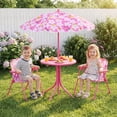 thumbnail image 4 of Gymax Kids Picnic Table Outdoor Table&Chair Set 2 Folding Chairs&Adjustable Umbrella Pink, 4 of 10