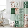 thumbnail image 6 of Boho Spring Floral Shower Curtain Set - Small 36" x 72" Washable Bathtub Curtain with 12 Hooks, Retro Flowers Plants Patchwork Grid Green Waterproof Fabric Shower Curtains for Bathroom/Bathtub Décor, 6 of 6
