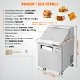 thumbnail image 2 of KFFKFF 28" Professional Cold Storage Unit & Salad Preparation Table, 7.4 Cubic Feet Stainless Steel Chilled Food Preparation Station with 12 Containers, Cutting Board, Defrosting Fridge with Lock, 2 of 9