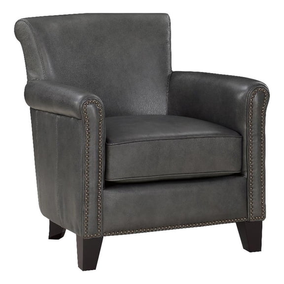 Lexicon Braintree 20.5" Traditional Plywood and Leather Accent Chair in Gray