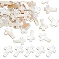 thumbnail image 2 of 2 Strands 46 Pcs Cross Charm Undyed Sea Shell Cross Beads Crucifix Cross Pendants Drilled Beads Strands For Easter, 2 of 7