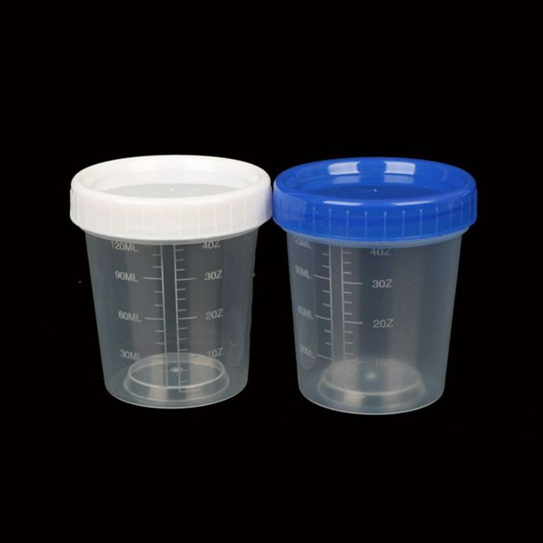 Mduoduo 120ml Plastic Specimen Sample Jar Craft Container Measuring Cup  with Lids 