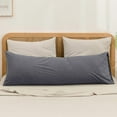thumbnail image 3 of BESTOUCH 100% Washed Cotton Full Body Pillowcase Linen Feel Soft Comfortable Breathable 2 Set Pillow Case with Envelope Closure Solid Quiet Shade Grey 20x54 Inches, 3 of 5