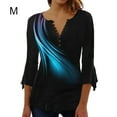 thumbnail image 5 of Camiseta Tops Swing Qarigey 3/4 manga verano túnica lavable multicolor señoras moda Chic playa Azul oscuro, 5 of 5