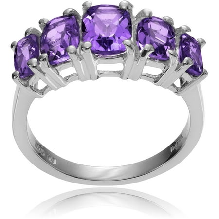 Brinley Co. Women's Purple Amethyst Sterling Silver Oval 5-Stone Fashion Ring