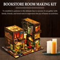 thumbnail image 4 of DIY Book Nook Kit 3D Wooden Puzzle Bookshelf Insert Decor with LED Light DIY Miniature Dollhouse Model Kit Creative Decorative Bookend Building Kits for Kids 25 x 21 x 20.3cm, 4 of 7