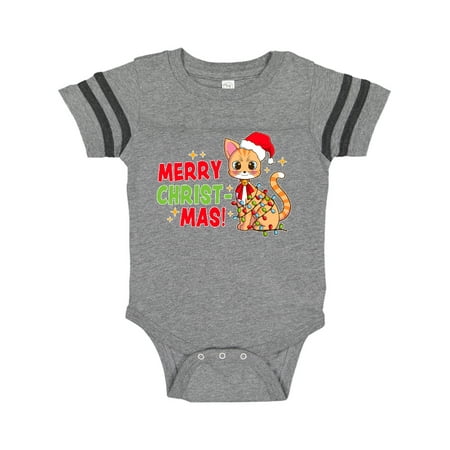 

Inktastic Merry Christmas Cute Cat with Colorful Lights Gift Baby Boy or Baby Girl Bodysuit