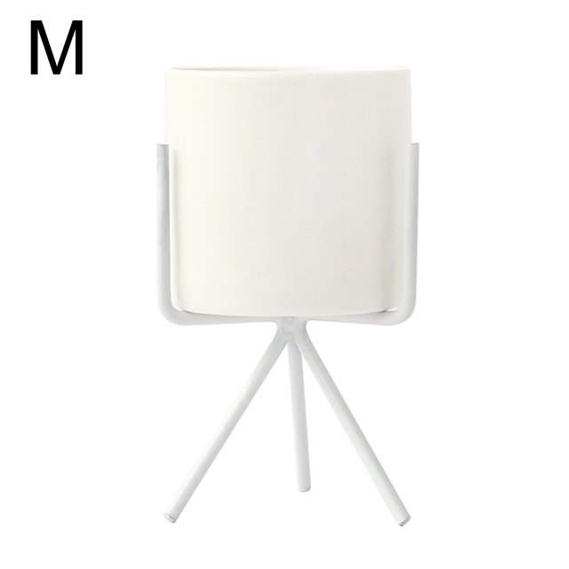 CAROOTU Ceramic Flower Pot Indoor Plant Display Planter with Stand Holder Cafe Home Decor