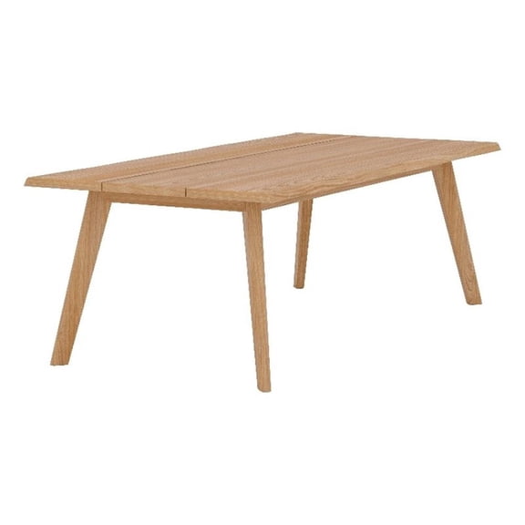 Pemberly Row Traditional 84" Wide-plank Teak Outdoor Dining Table in Natural