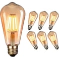thumbnail image 1 of Retro LED Edison Bulb, ST64 Amber Bulb, E27 4W Retro Bulb, Warm Color - 2200K, Retro Edison Lights, 6pcs, 1 of 4
