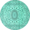 thumbnail image 1 of Ahgly Company Indoor Round Medallion Turquoise Blue Traditional Area Rugs, 3' Round, 1 of 4