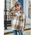 thumbnail image 6 of Oudiya Girls Flannel Plaid Jackets Long Sleeve Button Down Shirts Blouses Tops with Pockets, 6-15Y, 6 of 8