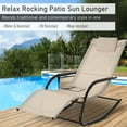 thumbnail image 4 of Outsunny Chaise Berçante de Patio avec Tissu en Maille, Chaise Longue Berçante d'Extérieur avec Appui-Tête Amovible et Poche Latérale pour Jardin, Terrasse, Pelouse, Blanc Crème, 4 of 10