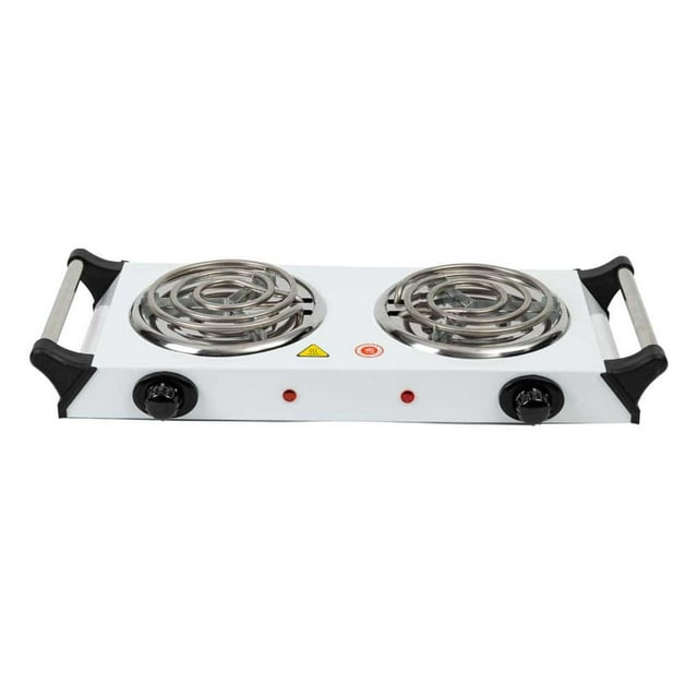 Parrilla eléctrica 2 quemador de espiral con asa blanco